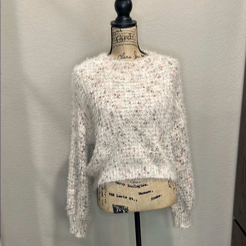 Cream Crew Neck Sweater with flecks of color.
